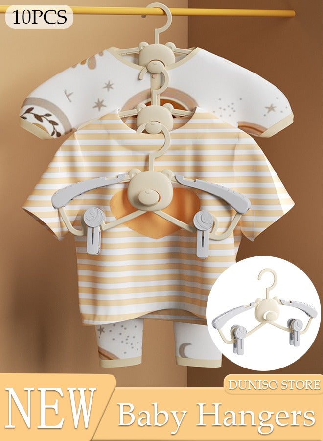 DUNISO 10PCS Baby Hangers for Closet Plastic Kids Hangers Clothes Space Saving Hangers Non Slip Extendable Baby Hangers for Girl Boy Toddler Kids Child - Image 1