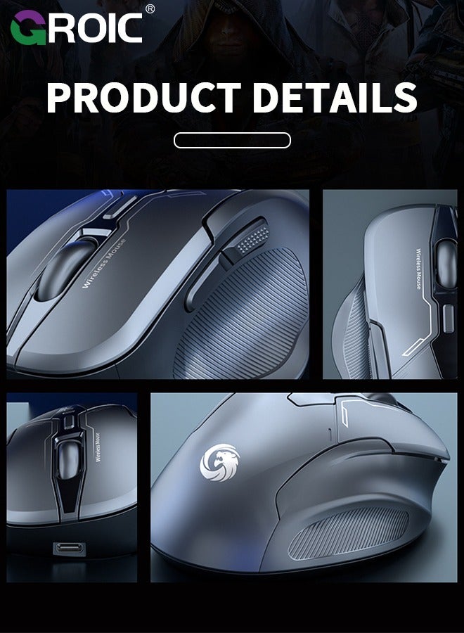 GROIC Wireless Gaming Mouse, 1600 DPI Wireless Gamer Mouse, BT & 2.4G Wireless, 45-Hour Power Capacity for PC/Mac/Laptop  - Image 3