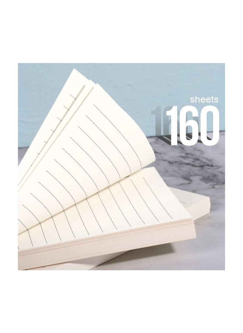 Refill Lined Paper, Leather Journal Refills Lined, Blank Filler Paper, 6-Holes Inserts (320 Pages) for A6 Binder Refillable Journals Notebooks, 2 Pack (Each Pack 80 Sheets, 160 Pages), Inserts Paper