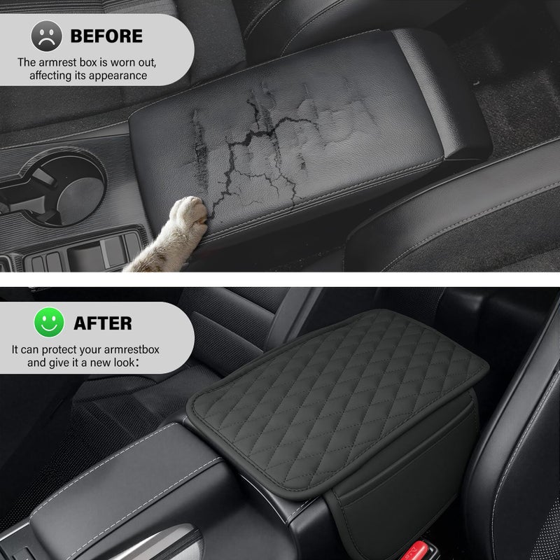 Amiss Car Center Console Cover, Upgraded Leather Car Armrest Cushion with 2 Storage Pockets, Universal Waterproof Cushion Pad, Non-Slip Car Interior Accessories, Fits Most Sedans SUVs Trucks (Gray) - Image 5