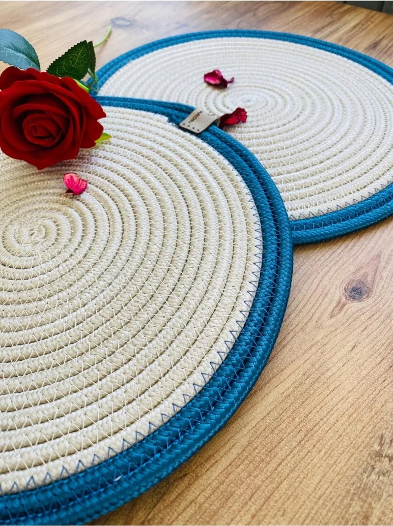 BDZ Deri BDZ Leather Jute Wicker American Service Plate 2 Pieces