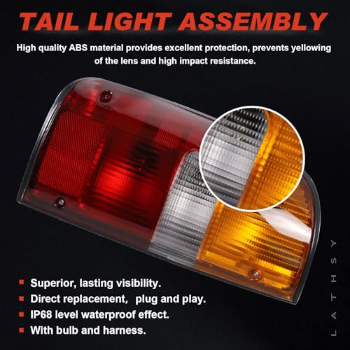 Lathsy Tail Light Assembly Compatible With 1995-2000 Toyota Tacoma Rear Taillights Pair Left Driver and Right Passenge Side Replace TO2800116 TO2801116 8156004030 8155004030(Red/Amber/Clear Lens) - Image 5