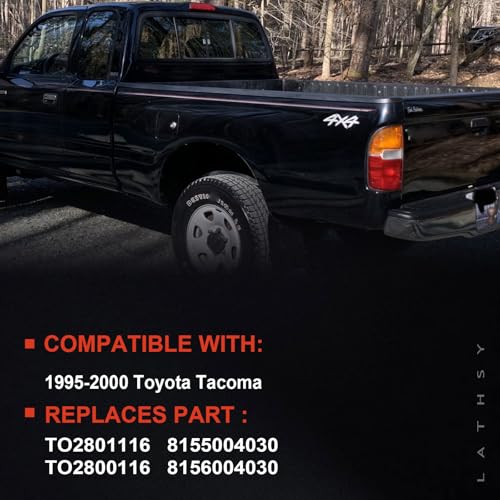 Lathsy Tail Light Assembly Compatible With 1995-2000 Toyota Tacoma Rear Taillights Pair Left Driver and Right Passenge Side Replace TO2800116 TO2801116 8156004030 8155004030(Red/Amber/Clear Lens) - Image 2