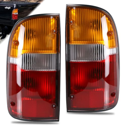 Lathsy Tail Light Assembly Compatible With 1995-2000 Toyota Tacoma Rear Taillights Pair Left Driver and Right Passenge Side Replace TO2800116 TO2801116 8156004030 8155004030(Red/Amber/Clear Lens) - Image 1