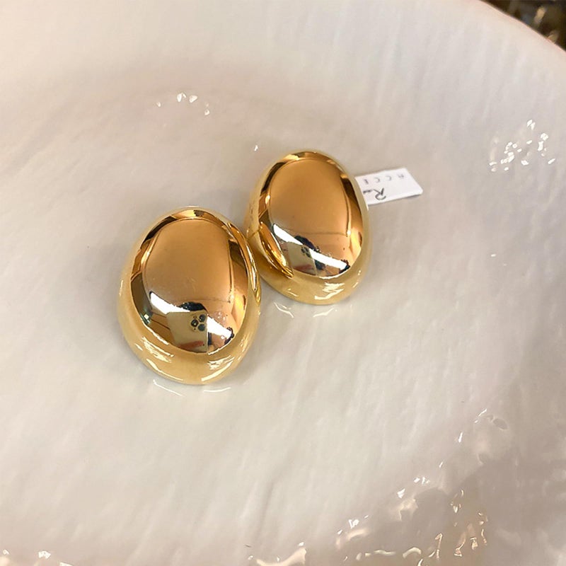 HTH Chunky Silver Hoop Earrings Thick 14K Gold Plated Half Open Hoop Huggie Statement Earrings(A-Gold) - Image 5