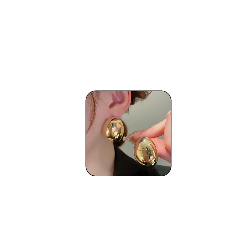 HTH Chunky Silver Hoop Earrings Thick 14K Gold Plated Half Open Hoop Huggie Statement Earrings(A-Gold) - Image 1
