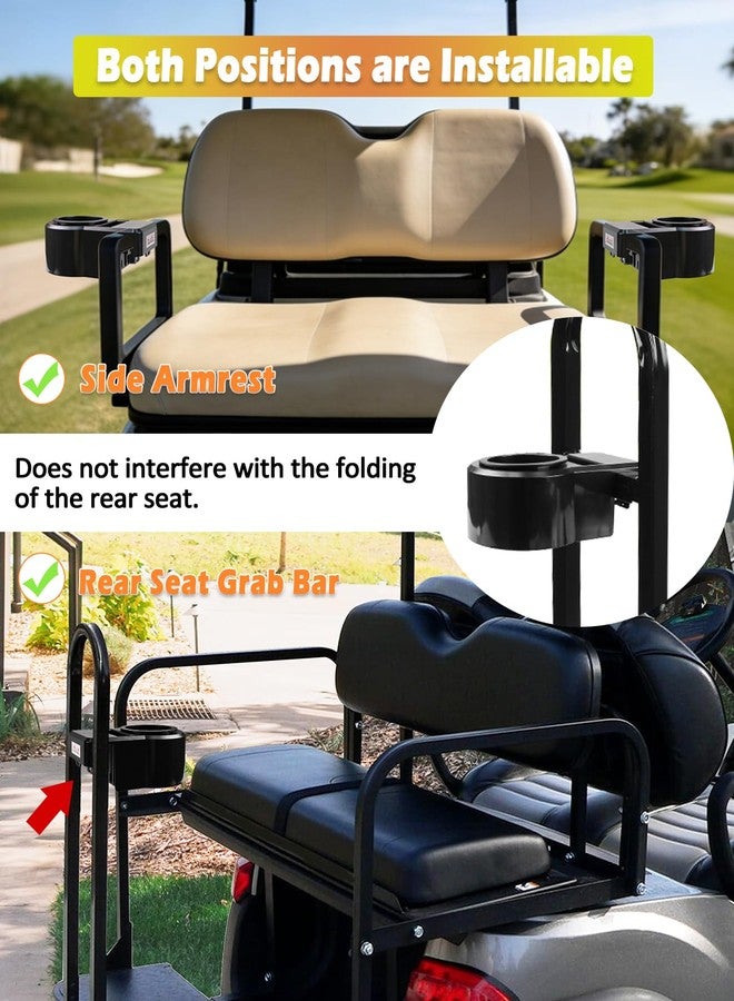 Xislet Universal Golf Cart Cup Holders, 2Pack Upgraded Waterproof Drink Holder with Phone Holder, No Drilling Space-Saving Golf Cart Accessories for EZGO Club Car Yamaha, Fits 1"-1.25" Square Tube & Grab Bar - Image 2