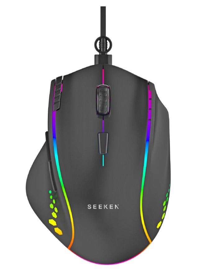 Seeken Gaming Mouse | RGB Ergonomic for PC, Mac & Linux | Wired Mouse with High Precision Optical Sensor | Adjustable DPI upto 7200 | Comfortable Mouse for Gamers & Office Use - Image 1