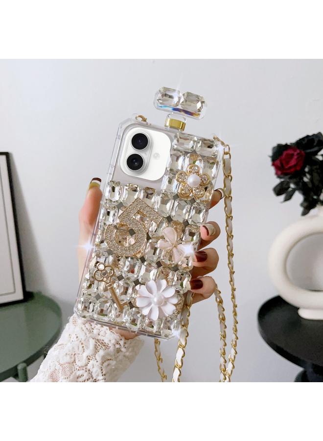 S-TOP Case For iPhone 16 Plus Crossbody Perfume Bottle Handmade Inlaid Diamond PC Phone Case - Image 1