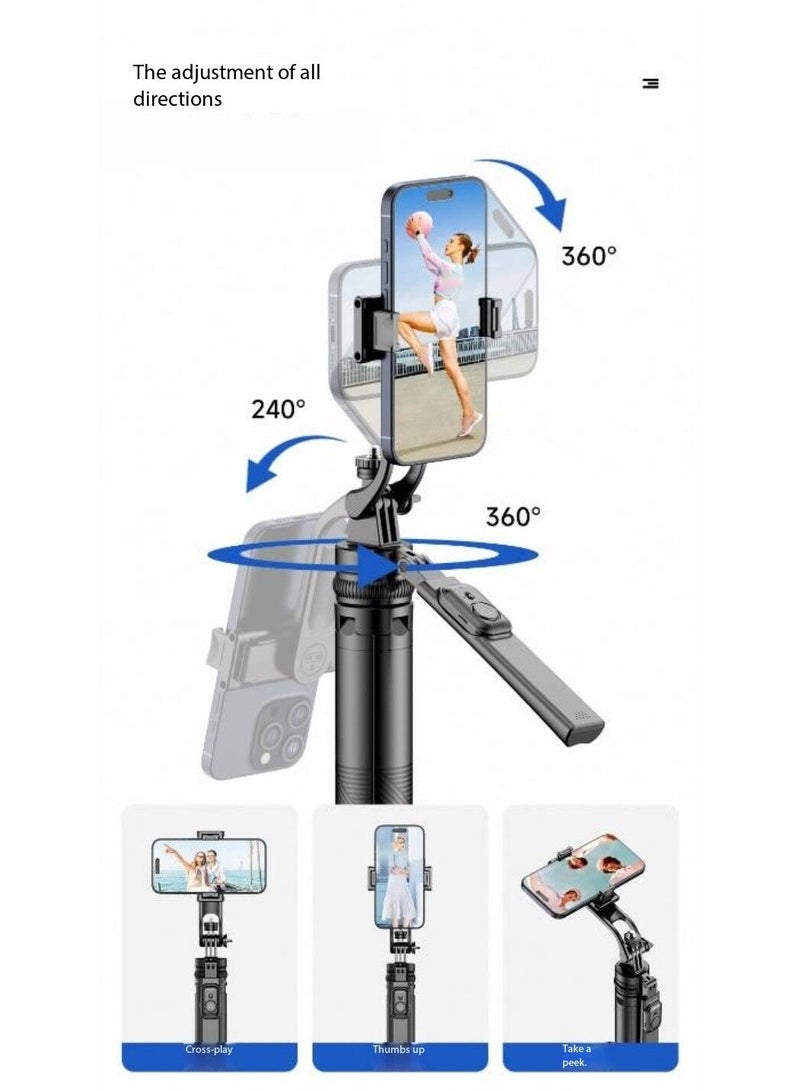 Multifunctional 78.7-inch (About 200cm) Selfie Stick Tripod, with Bluetooth Wireless Remote Control, Portable and Retractable, Compatible with All Kinds of Mobile Phones and Cameras (1/4-inch nut)  - Image 1