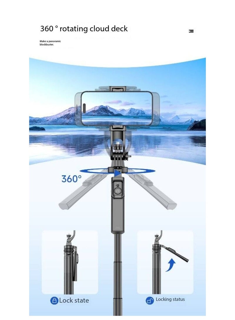 Multifunctional 78.7-inch (About 200cm) Selfie Stick Tripod, with Bluetooth Wireless Remote Control, Portable and Retractable, Compatible with All Kinds of Mobile Phones and Cameras (1/4-inch nut)  - Image 2