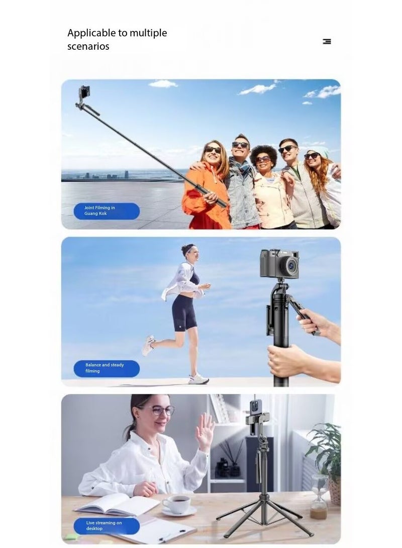 Multifunctional 78.7-inch (About 200cm) Selfie Stick Tripod, with Bluetooth Wireless Remote Control, Portable and Retractable, Compatible with All Kinds of Mobile Phones and Cameras (1/4-inch nut)  - Image 4