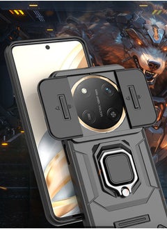 الضفدع الحقيقي غطاء حماية لهاتف Honor X9c 5G مع حماية عدسة الكاميرا وغطاء خلفي مضاد للخدش ومضاد للصدمات وبصمات الأصابع مع حامل حلقي مغناطيسي للسيارة 360 درجة  - Image 4