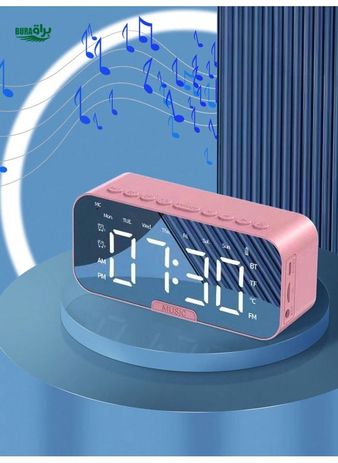 Desk Multi-Function Mini AI Smart Wireless Alarm Clock Speaker, Mirror Bass Portable Speaker, Electronic Clock Radio