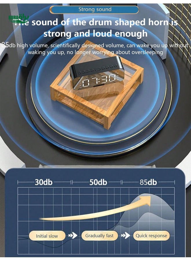 Desk Multi-Function Mini AI Smart Wireless Alarm Clock Speaker, Mirror Bass Portable Speaker, Electronic Clock Radio