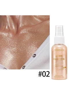VERONNI Body Glitter Highlight，Glitter Body Oil, Moisturizing Lightweight Glitter Glow Illuminator, Non-stick Body Glow Liquid Highlighter Makeup Your Skin, Smooth Liquid Spray Summer Body Illuminator - #02 Rose Gold  - Image 2