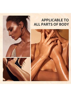 VERONNI Body Glitter Highlight，Glitter Body Oil, Moisturizing Lightweight Glitter Glow Illuminator, Non-stick Body Glow Liquid Highlighter Makeup Your Skin, Smooth Liquid Spray Summer Body Illuminator - #02 Rose Gold  - Image 5
