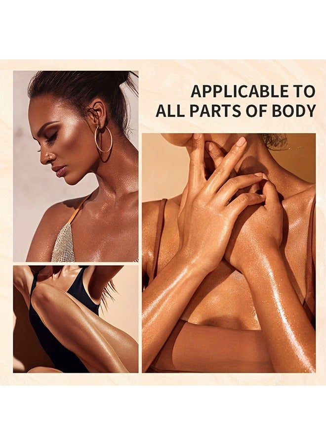VERONNI Body Glitter Highlight，Glitter Body Oil, Moisturizing Lightweight Glitter Glow Illuminator, Non-stick Body Glow Liquid Highlighter Makeup Your Skin, Smooth Liquid Spray Summer Body Illuminator - #02 Rose Gold  - Image 5