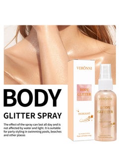 VERONNI Body Glitter Highlight，Glitter Body Oil, Moisturizing Lightweight Glitter Glow Illuminator, Non-stick Body Glow Liquid Highlighter Makeup Your Skin, Smooth Liquid Spray Summer Body Illuminator - #02 Rose Gold  - Image 4