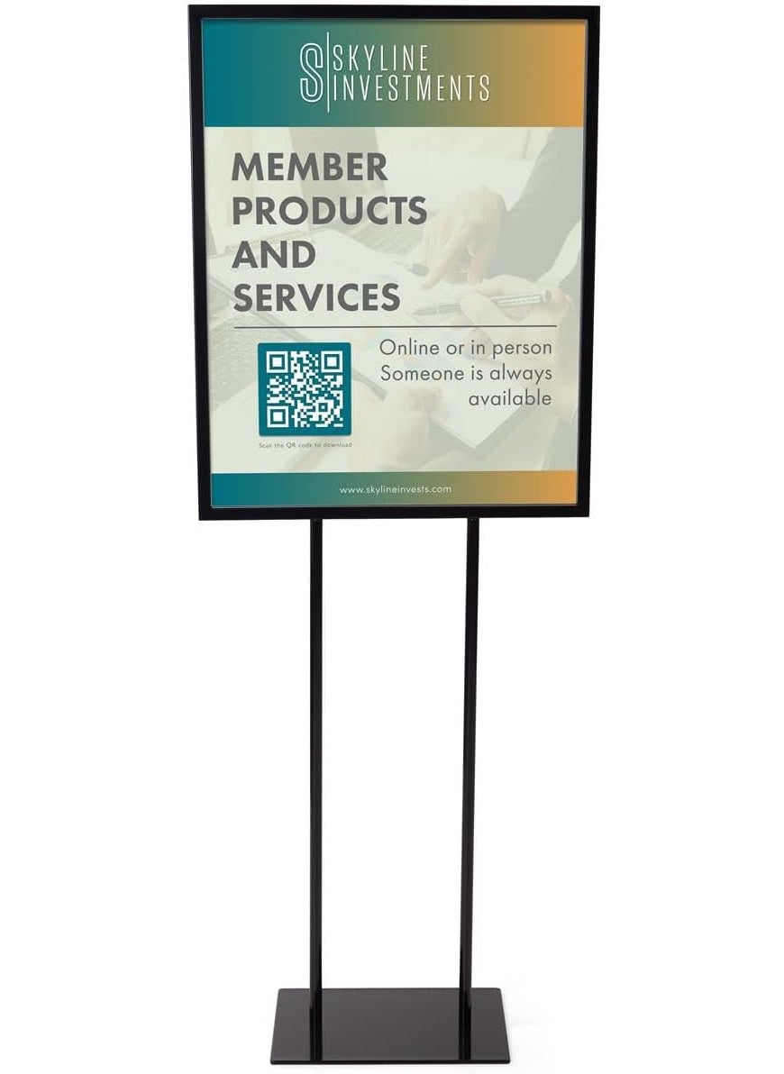 Displays2go Displays2go 22 x 28 Doublesided Poster Stand Top Insert Black TWN2228BK2  - Image 2