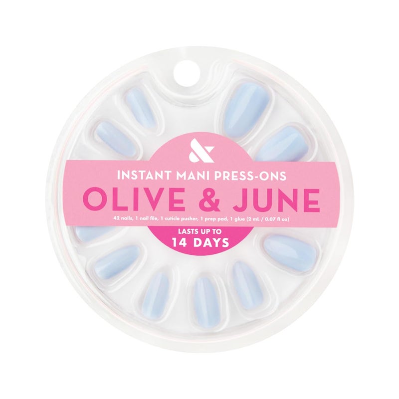 Olive & June Instant Mani Press-On Nails (Glue) | 42 Fake Nails, 21 Sizes | Non-Toxic, Long-Lasting Recycled Materials Realistic Look | Salon-Quality | Spring Flowers & Patterns |Medium, Almond | BP - Image 2
