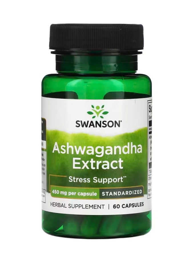 سوانسون‏, مستخلص الأشواغاندا ، موحد ، 450 ملجم ، 60 كبسولة