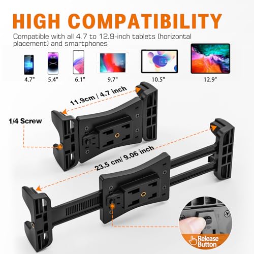 Jubor Microphone Music Stand iPad Tablet Smartphone Holder Mount - Fits Devices from 4.7 to 12.9 Inches - Image 4