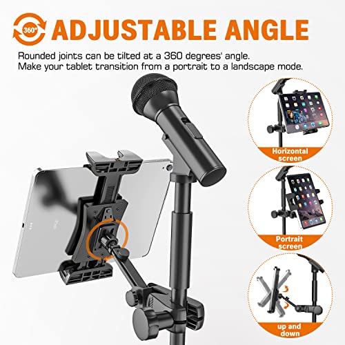 Jubor Microphone Music Stand iPad Tablet Smartphone Holder Mount - Fits Devices from 4.7 to 12.9 Inches - Image 3