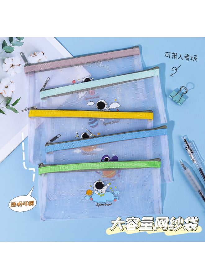 HELPS New Mesh Pencil Bag Astronaut Simple Zipper File Bag Student Examination Large Capacity Pencil Bag Stationery - Image 4