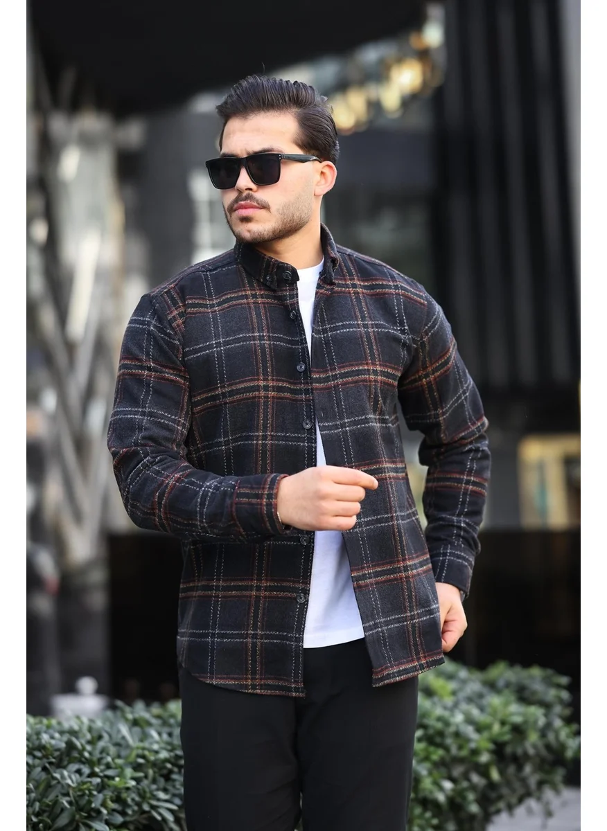 Miron Black Two Tone Striped Regular Fit Lumberjack Shirt - 2452