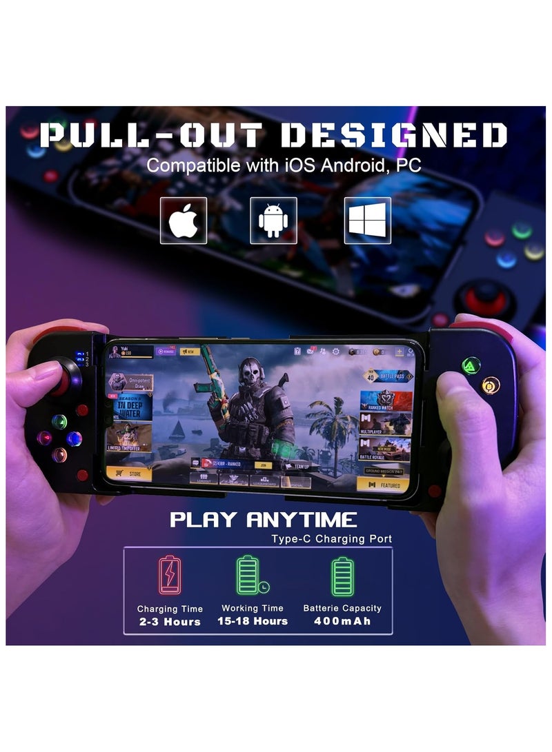Mobile Game Controller Gamepad for iPhone iOS Android PC: Works with iPhone 15/14/13/12/11/X, iPad, Samsung Galaxy, TCL, Tablet, Call of Duty, Diablo Immortal - Directly Play - Image 2