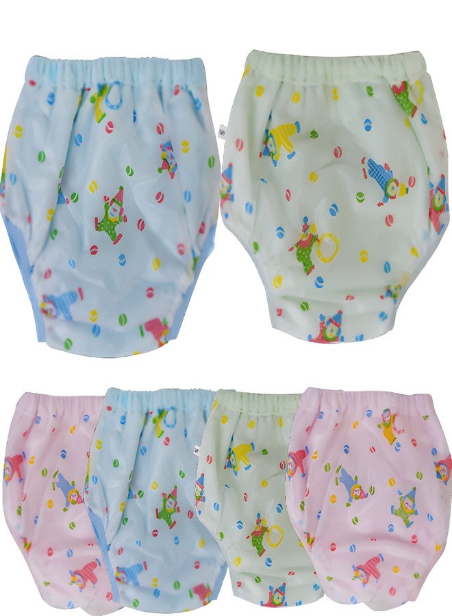 Lala Maneet Baby Panties Soft PVC Plastic Diaper Joker Panties for Baby | Washable, Reusable Printed Pants with Outer Plastic & Inner Cotton (Pack of 6 Medium, 3-6 Months) - Image 1