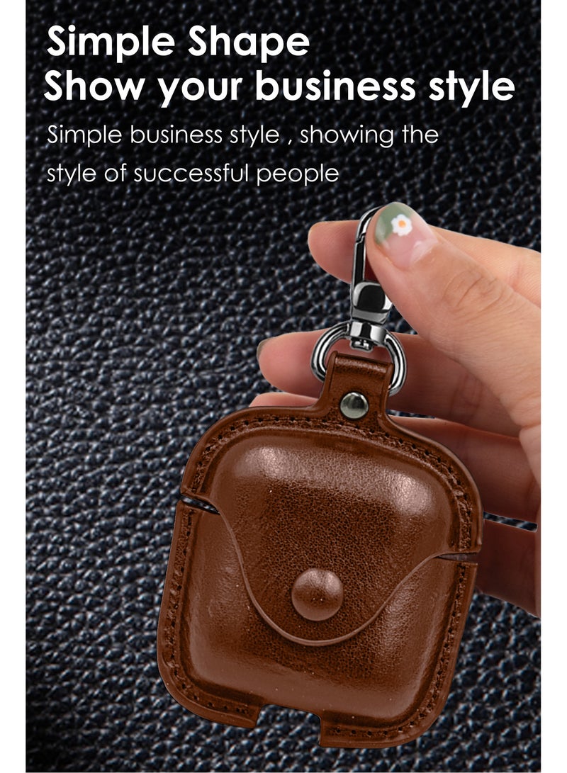 NAFCO Leather TWS Earphone Protective Case with  Metal Hook Compatible For Huawei FreeBuds SE 2 - Flexible Non-Slip , Portable , Anti-Lost Hangable Strip , No Fingerprints, Stopper Dustproof - Huawei FreeBuds SE 2 - Brown - Image 2
