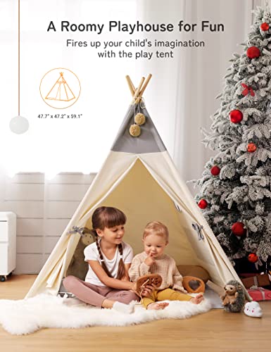 besrey Teepee Tent for Kids with Light & Mat, Toddler Tents Indoor Play Tent Playhouse, Toddler Tipi Cotton, tee Pee Tents for Kids Indoor, Boys & Girls Teepee,Children Room Playhouse - Image 5