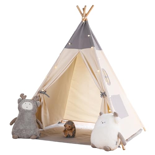 besrey Teepee Tent for Kids with Light & Mat, Toddler Tents Indoor Play Tent Playhouse, Toddler Tipi Cotton, tee Pee Tents for Kids Indoor, Boys & Girls Teepee,Children Room Playhouse - Image 4
