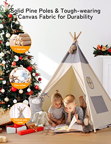 besrey Teepee Tent for Kids with Light & Mat, Toddler Tents Indoor Play Tent Playhouse, Toddler Tipi Cotton, tee Pee Tents for Kids Indoor, Boys & Girls Teepee,Children Room Playhouse - Image 2