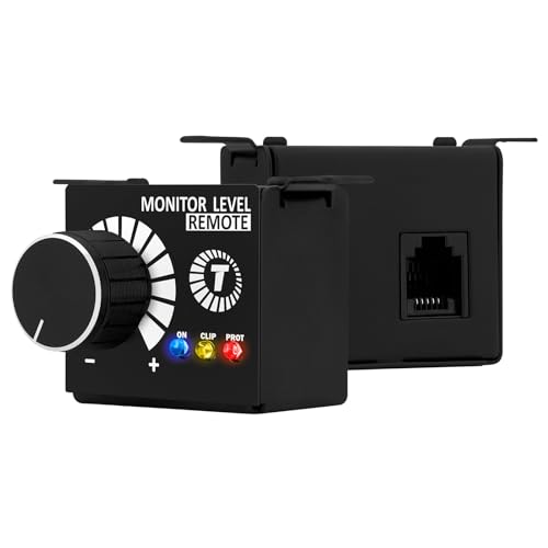 Taramp's جهاز تحكم عن بعد لمستوى المراقبة من تارامبس، منظم حجم، مقبض باس حصري لمضخم الصوت المحدد من تارامبس، تحكم عن بعد في الصوت، أسود، صغير، مع مصابيح LED مدمجة: تشغيل، قص، وحماية. - Image 1