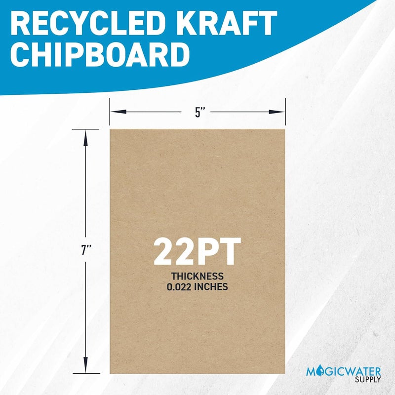 MagicWater Supply MagicWater Chipboard Sheet for DIY Projects - 5x7 Inch - 100 Pack - 22 pt - Heavy Duty Kraft (0.022 Inch Thick) Paperboard, For Scrapbooking, Books, Picture Frame Backing, Arts Project & Crafts - Image 2