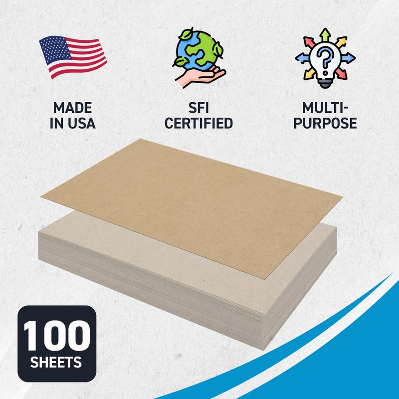 MagicWater Supply MagicWater Chipboard Sheet for DIY Projects - 5x7 Inch - 100 Pack - 22 pt - Heavy Duty Kraft (0.022 Inch Thick) Paperboard, For Scrapbooking, Books, Picture Frame Backing, Arts Project & Crafts - Image 3