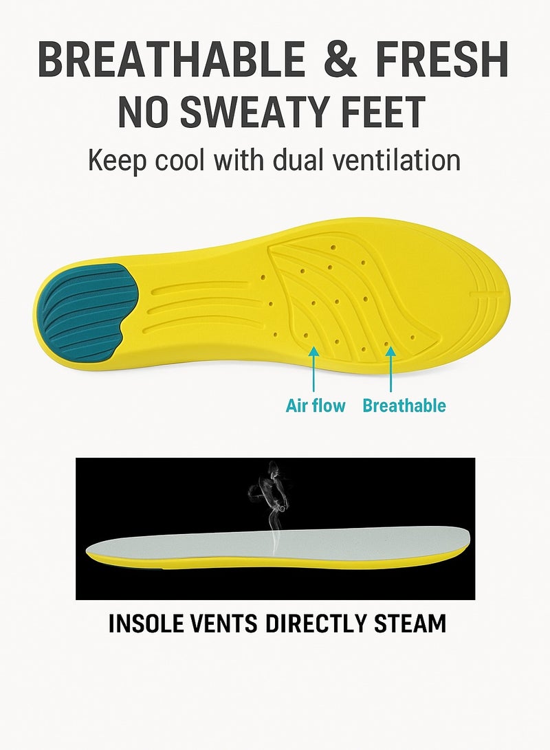 Memory Foam Insoles with Arch Support, Shock Absorption, and Breathable Design - Sizes37- 4041-44  45-48 - Image 2