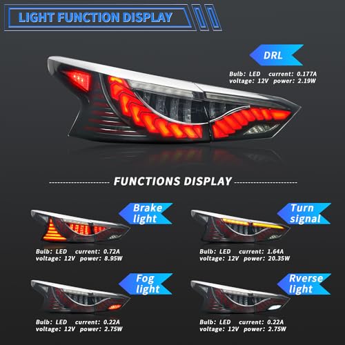 Archaic LED Tail Lights Compatible with 2019-2024 6th Gen Nissan Altima [S, SR, SV, SL, Platinum],w/3D Animation DRL/Sequential Turn Signal,Pair - Image 2