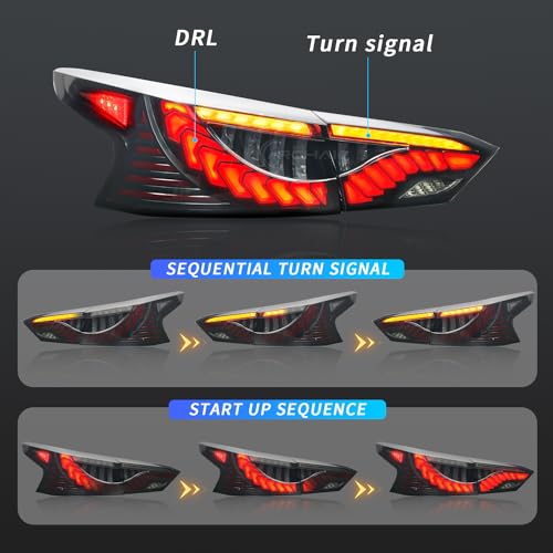 Archaic LED Tail Lights Compatible with 2019-2024 6th Gen Nissan Altima [S, SR, SV, SL, Platinum],w/3D Animation DRL/Sequential Turn Signal,Pair - Image 3