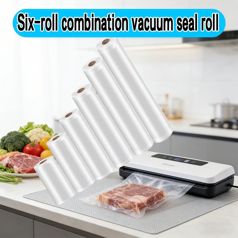 6 Premium Vacuum Sealed Food Storage Bags 12x118in Thick Textured Freezer - Image 4