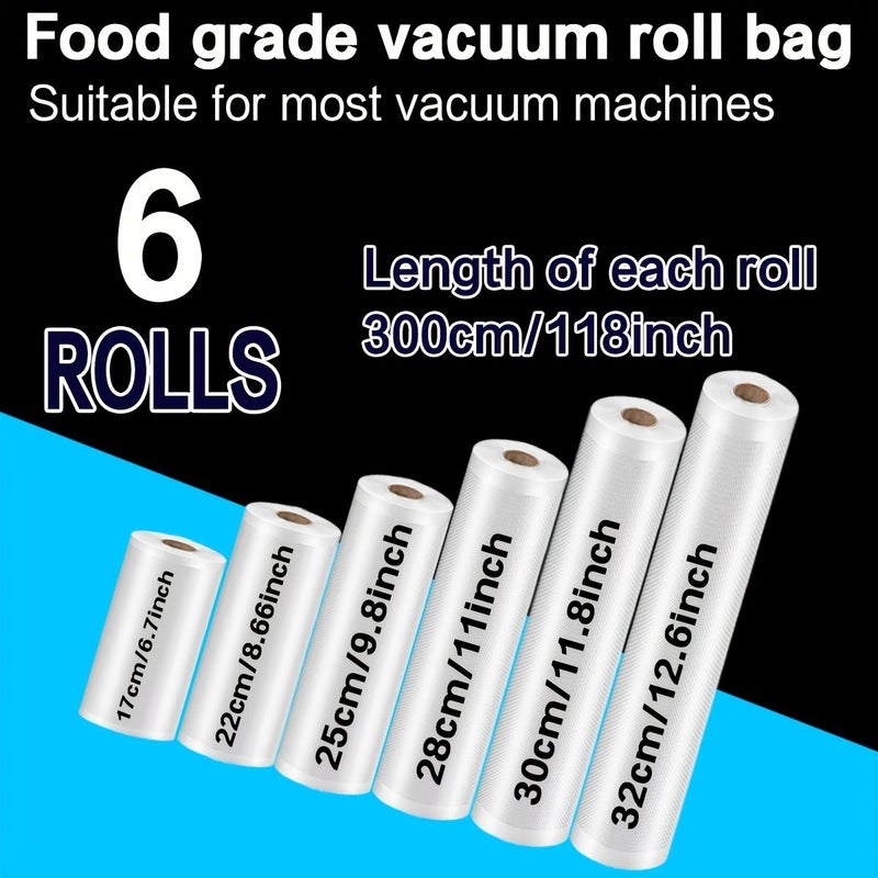 6 Premium Vacuum Sealed Food Storage Bags 12x118in Thick Textured Freezer - Image 3