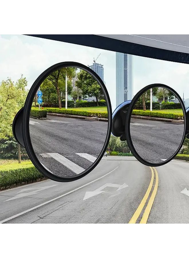 2pcs Car Mirror 360 Degree Rotatable Dashboard Windshield Sun Visor Plate Suction Cup Mount Convex Lens Universal Fit Durable Plastic Easy Installation Vehicle Interior Accessory Sleek Design Flexible Surface Rear View Mirror - Image 5