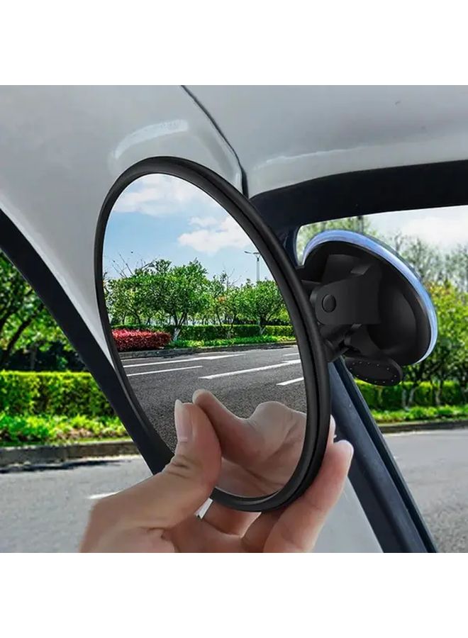 2pcs Car Mirror 360 Degree Rotatable Dashboard Windshield Sun Visor Plate Suction Cup Mount Convex Lens Universal Fit Durable Plastic Easy Installation Vehicle Interior Accessory Sleek Design Flexible Surface Rear View Mirror - Image 1