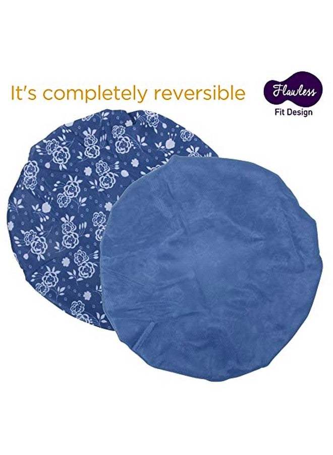 Donna Flower Pattern Sleep Cap Hair Sleep Shower Cap Bonnet Satin Bonnet For Sleeping Hat Royal Blue - Image 3