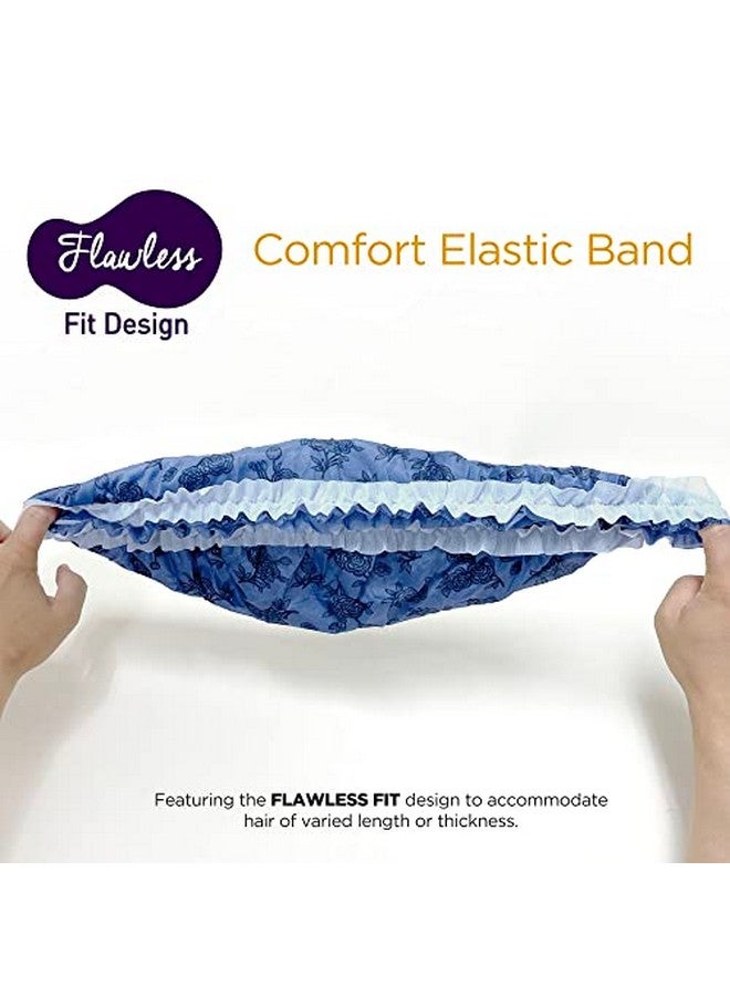 Donna Flower Pattern Sleep Cap Hair Sleep Shower Cap Bonnet Satin Bonnet For Sleeping Hat Royal Blue - Image 4