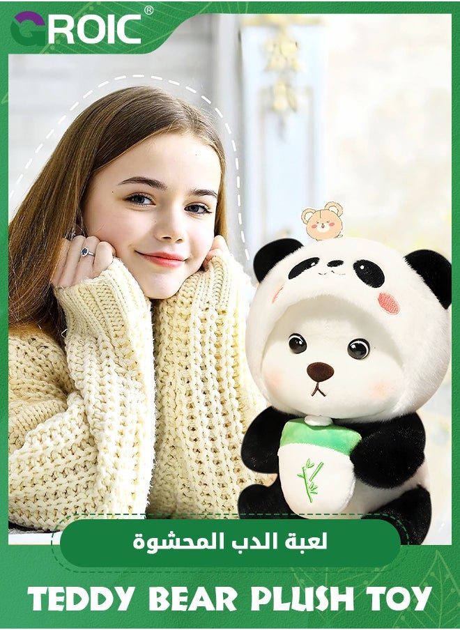 GROIC Cute Bear Plush Toy, Labubu Doll 28cm Teddy Bear Cross-dressing Panda Stuffed Animal Plush, Little Bear Plushies Cute Soft Stuffed, Kawaii Bear Plush Doll Companion Toys Gift for Kids (Panda)  - Image 3