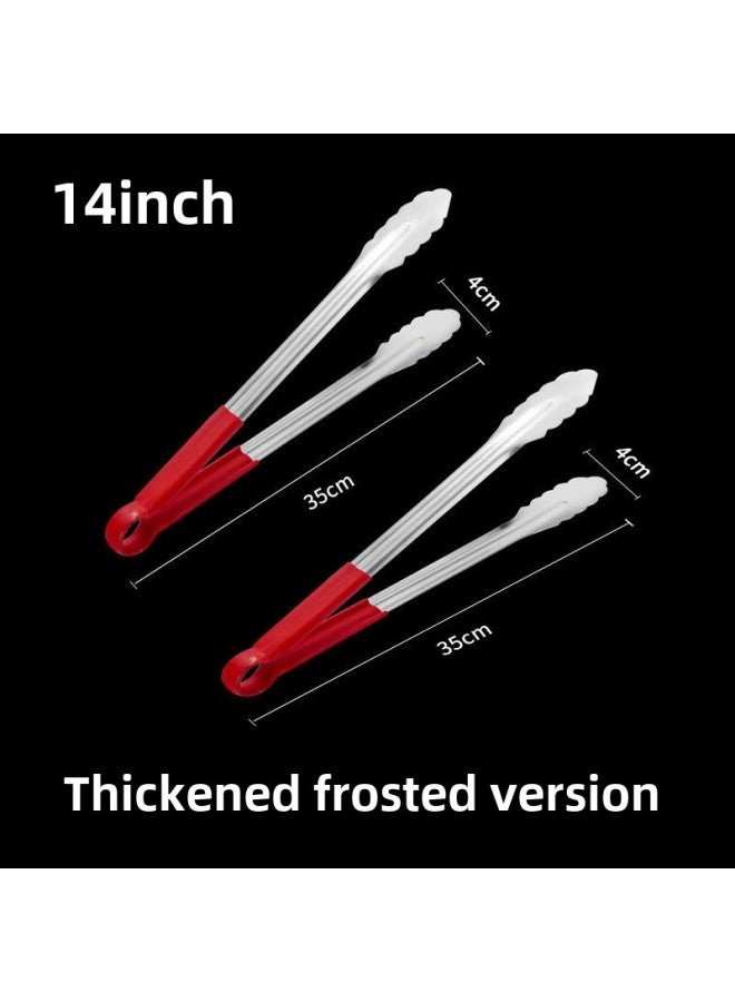 Ll304 Stainless Steel Kitchen Food Clip Steak Clip Barbecue Clip Steamed Bread Clip Fried Fish Fried Thick-Color:[thickened] Anti-scalding Plum Blossoms 14inch Pieces (special Offer)✓ - Image 1
